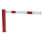 Compact hand barrier | with fixed support post | clear width: 1500 mm | for padlock | hot-dip galvanized and coated red / white